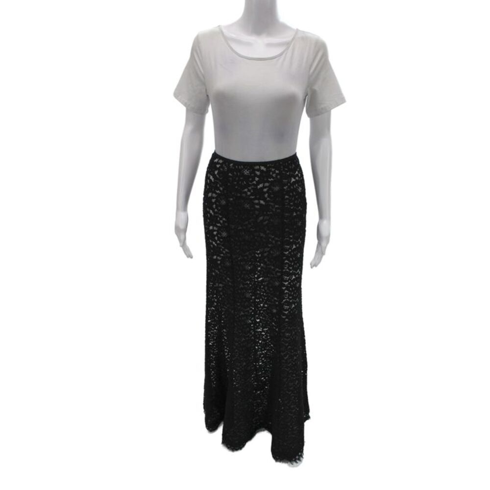 L Academie Women Maxi Lace Floral Black Straight Pencil Skirt Size XS